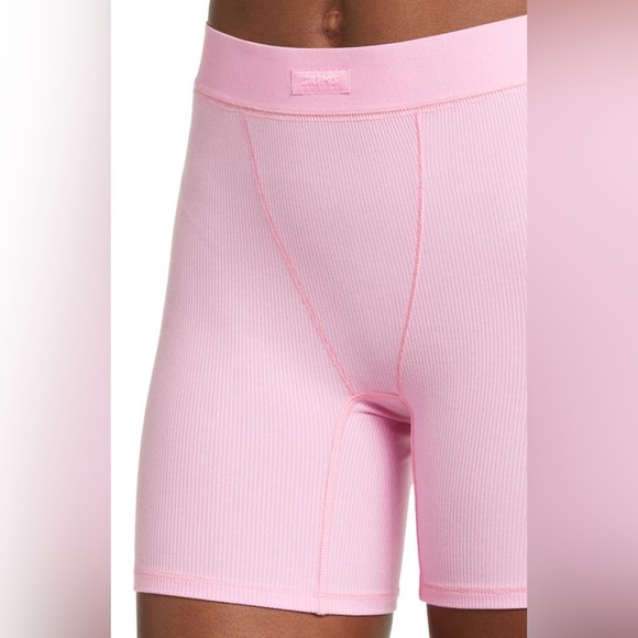 NWT! RARE SKIMS Bubblegum Pink Rib Sleep Boxer Shorts - HTF - Picture 5 of 13